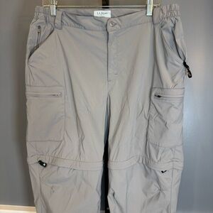 LL Bean No-Fly Zone Zip Off Pant Women Large EUC Gray